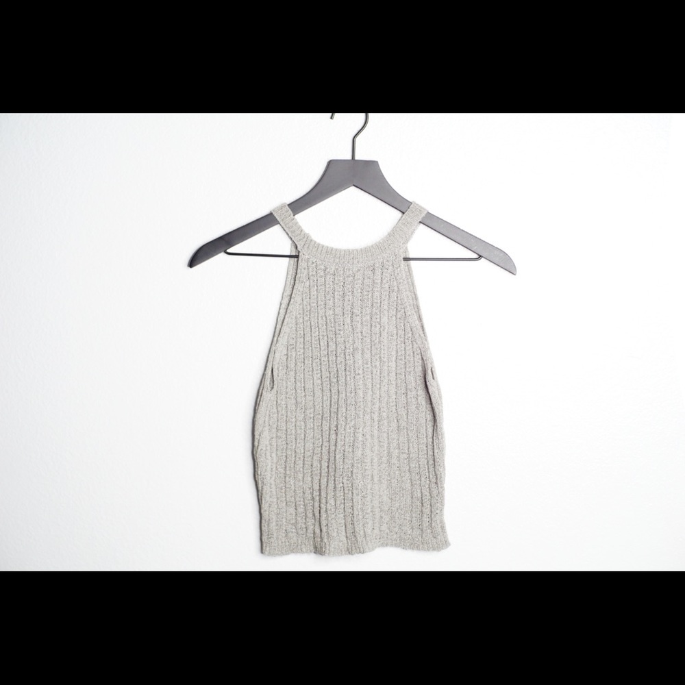 Stone grey thin knit top